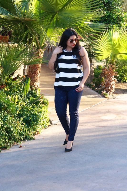 Navy & Black, Stripes & Brocade