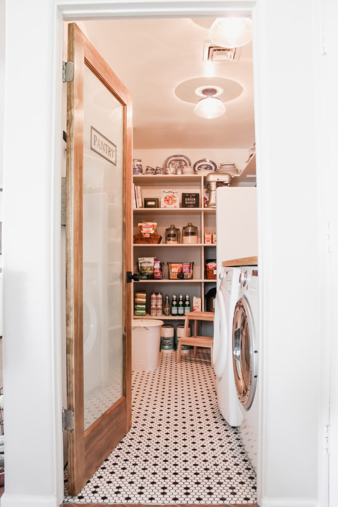 Modern Farmhouse Pantry Laundry Room renovation and organization tips